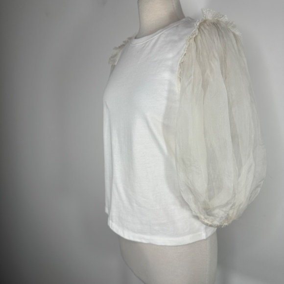 SEA New York White Balloon Cream Sleeve Sweatshirt Top Women's Size XS - Picture 1 of 16